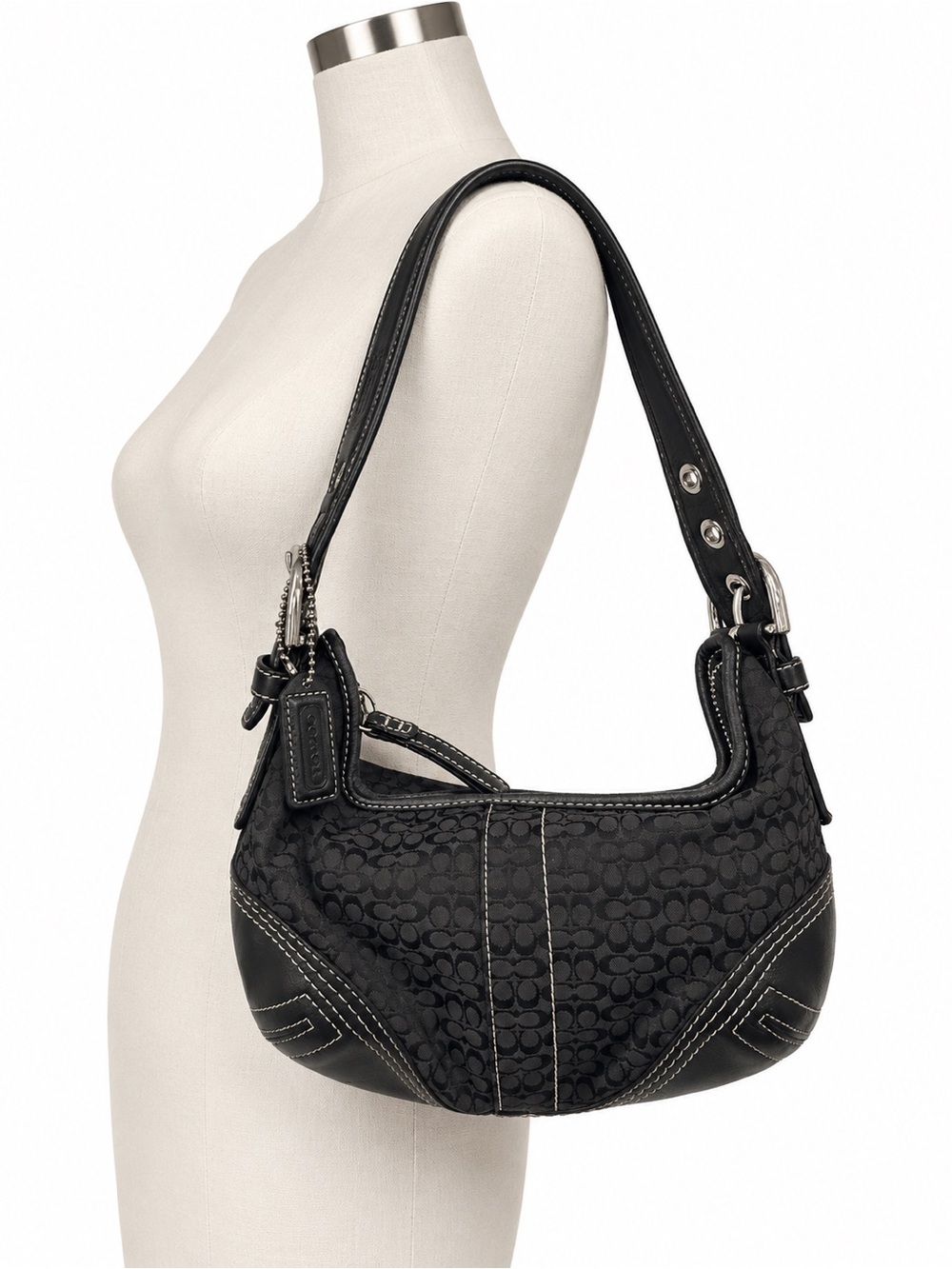 Coach Black Signature Jacquard Small Shoulder Bag